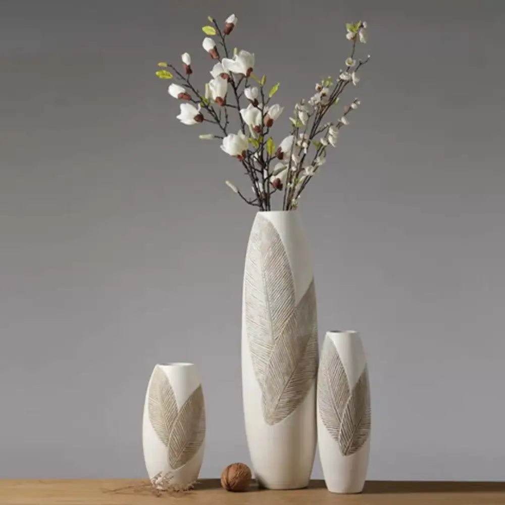 Grand Vase Blanc Décoratif 80cm