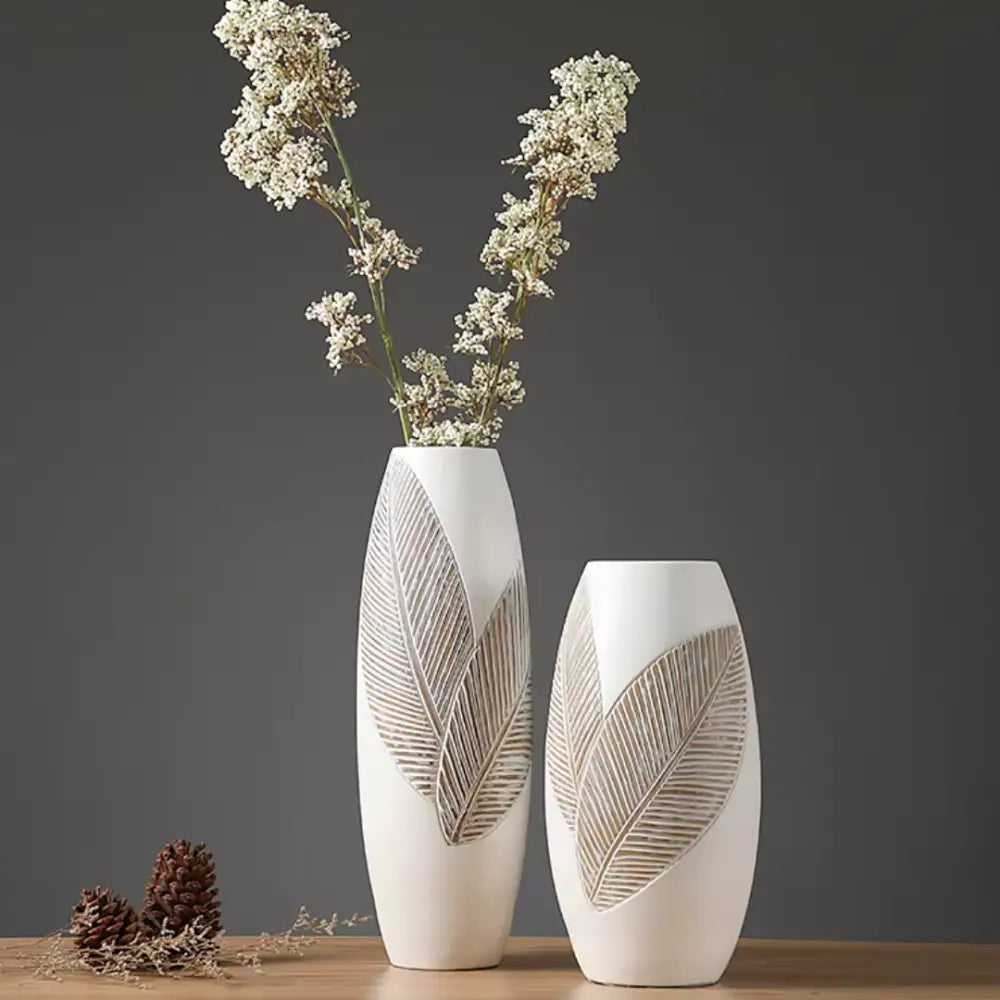 Grand Vase Blanc Décoratif 45cm