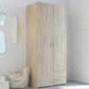 Armoire DAILY2 avec 2 portes 2 tiroirs imitation Chêne sonoma et blanc