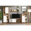 Ensemble meuble TV CANTAL (4 éléments) imitation chêne et blanc