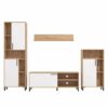 Ensemble meuble TV CANTAL (4 éléments) imitation chêne et blanc