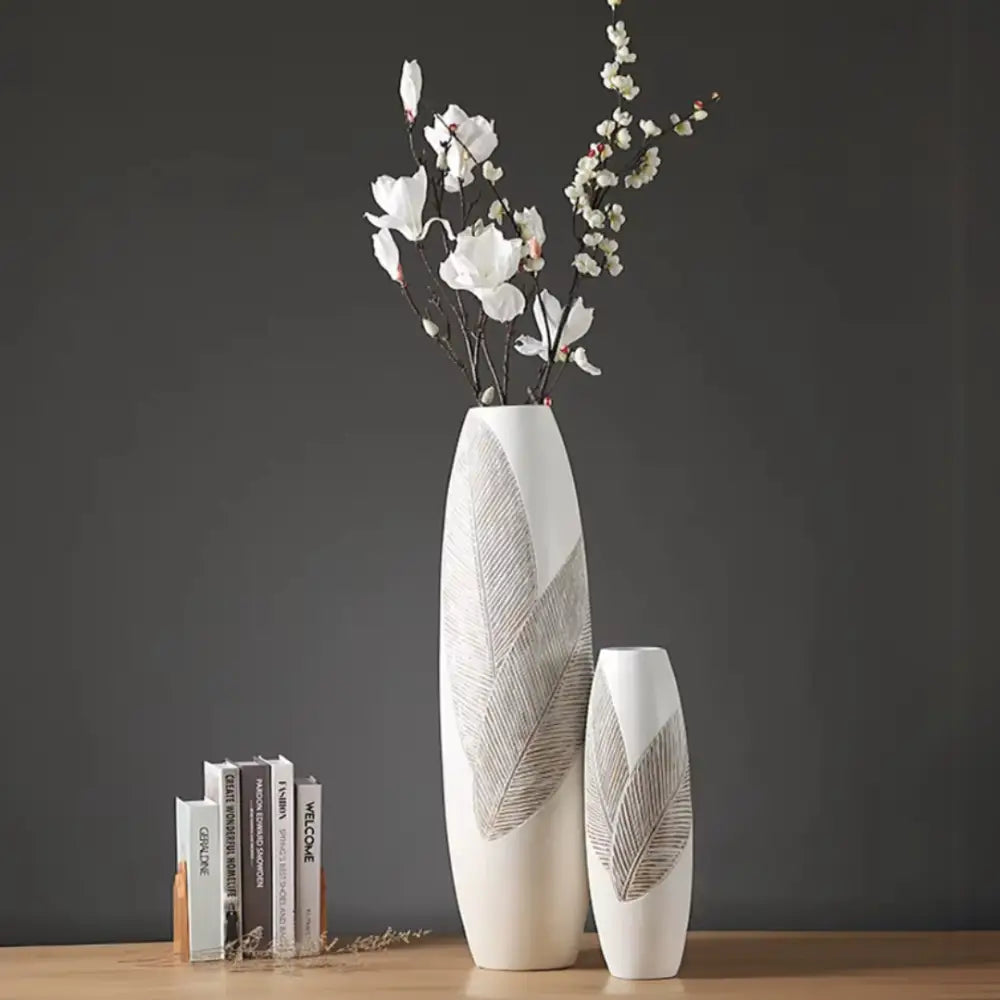 Grand Vase Blanc Décoratif 80cm