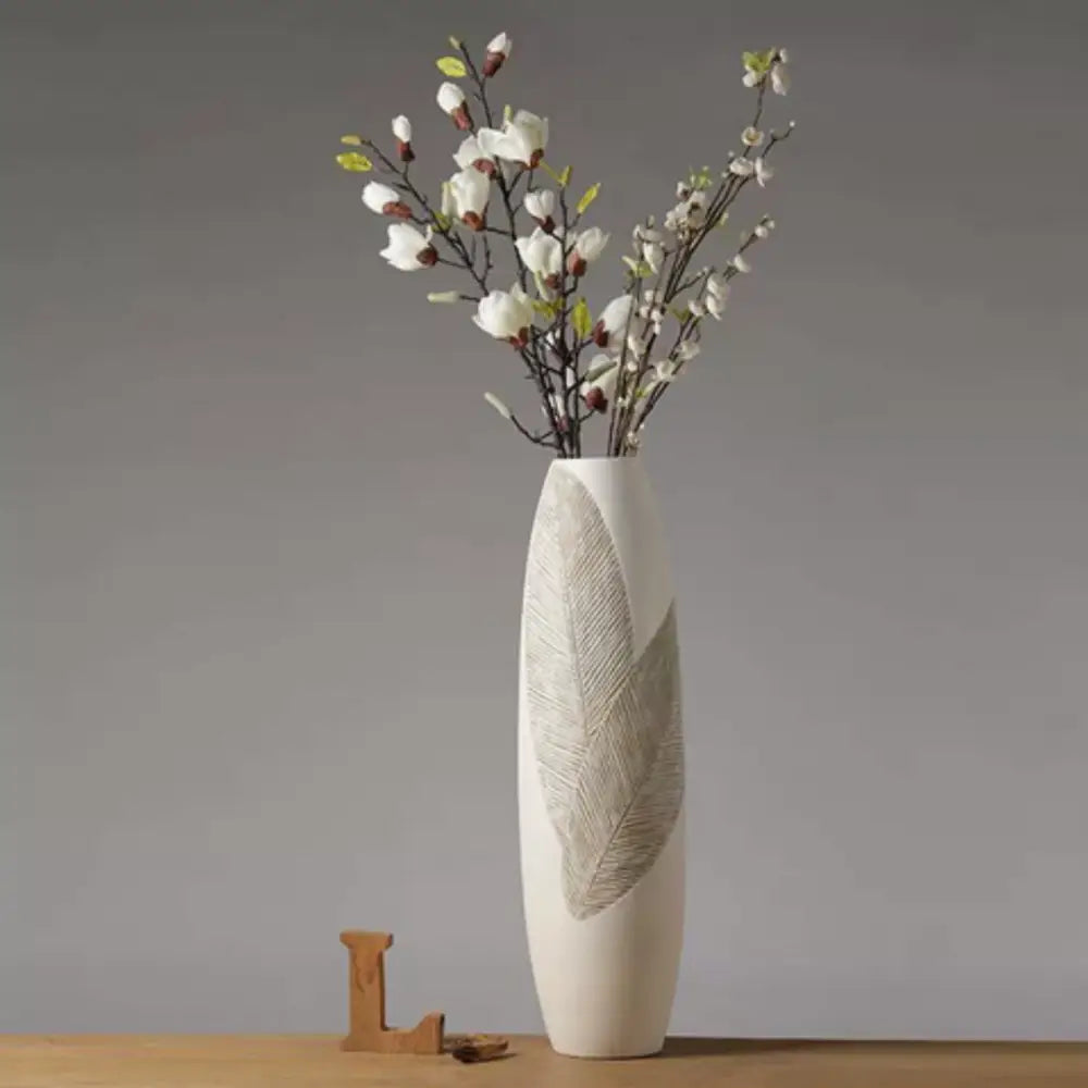 Grand Vase Blanc Décoratif 80cm