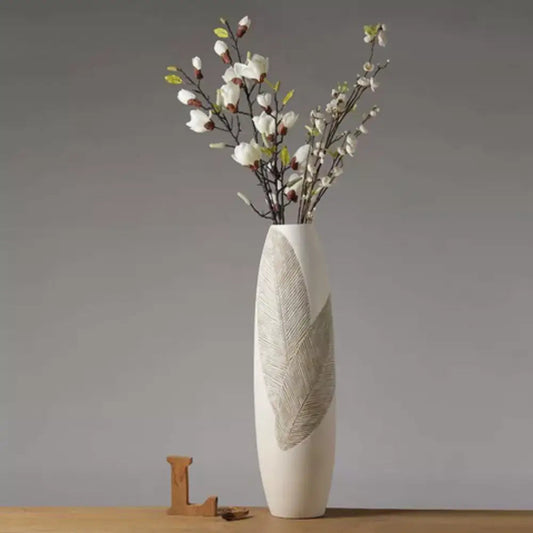 Grand Vase Blanc Décoratif 80cm