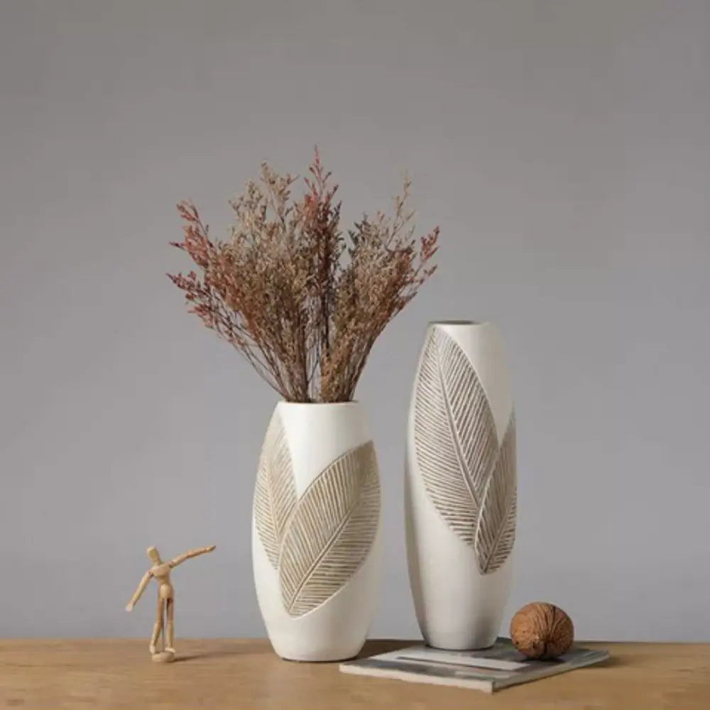 Grand Vase Blanc Décoratif 35cm