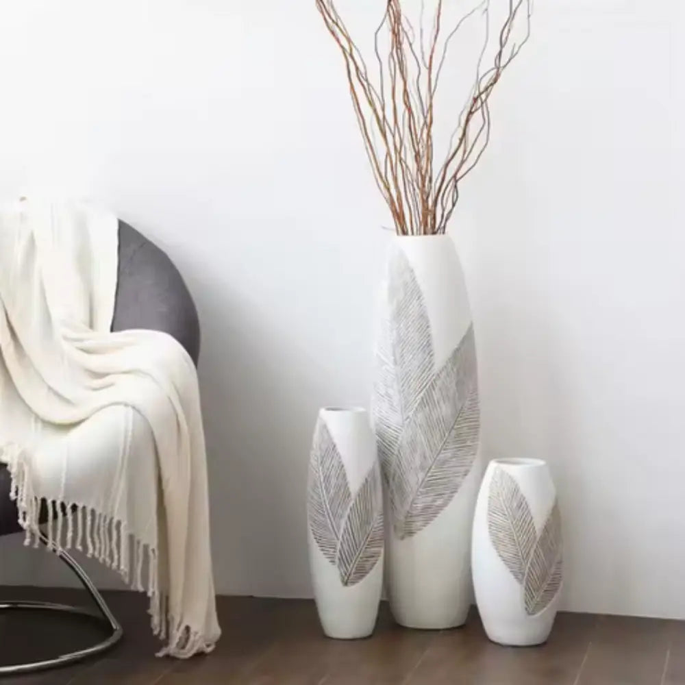 Grand Vase Blanc Décoratif 35cm