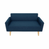 Canapé droit fixe 2 places tissu bleu