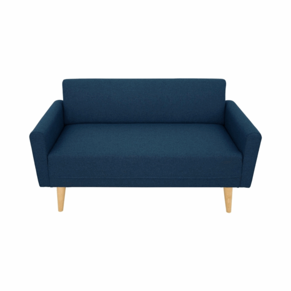 Canapé droit fixe 2 places tissu bleu