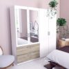 Armoire 4 portes 2 tiroirs L.179 cm READY imitation chêne kronberg et blanc