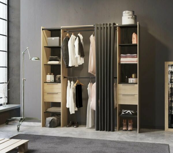 Dressing DANA imitation Chêne et noir extensible de 115 à 190 cm