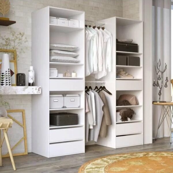 Kit dressing 2 colonnes + 2 penderies + 6 tiroirs - Décor blanc - L 177 x P 48 H 200,2 cm - Combi