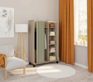 Kit dressing avec rideau L.100 cm MOVE 2 imitation chêne