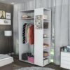 Meuble_Dressing_Penderie_Blanc_8_Niches_Miroir_Roulettes_L_100_H_174_P_45_Cm Meuble Dressing Penderie Blanc 8 Niches Miroir Roulettes L 100 H 174 P 45 Cm
