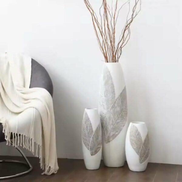 Grand Vase Blanc Décoratif 45cm