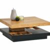 Table basse plateau pivotant TURN Imitation chêne et noir