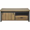 Table basse avec rangements CAISSE imitation chêne et noir