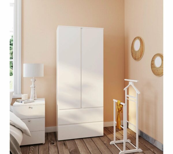 Armoire 2 portes 2 tiroirs LUMIA blanc