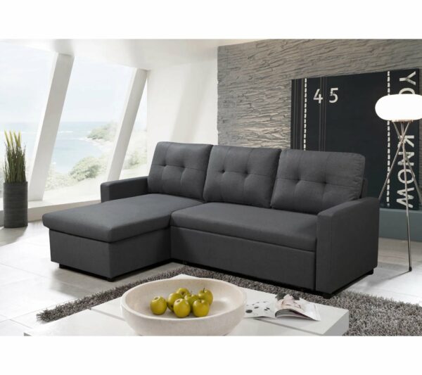 Canapé d'angle SYRA réversible convertible tissu Gris foncé