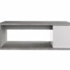 Table basse plateau relevable avec coffre DESPACITO Imitation béton et blanc