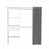 Armoire dressing extensible MOKA Blanc perle et rideau gris