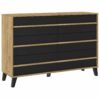 Commode 6 tiroirs OTTAWA imitation Chêne et noir