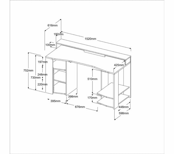Bureau gamer LED RACER Noir
