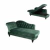 Méridienne convertible avec coffre LALOU effet velours vert