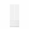 Armoire 2 portes 2 tiroirs LUMIA blanc