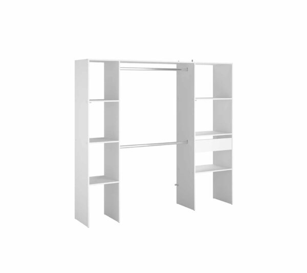 Dressing Blanc Avec Étagères, Penderies, Tiroir 198x40x180 Elysee