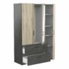 Armoire 3 portes 2 tiroirs L.134 cm READY imitation chêne kronberg et ardoise