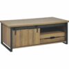 Table basse avec rangements CAISSE imitation chêne et noir