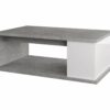 Table basse plateau relevable avec coffre DESPACITO Imitation béton et blanc