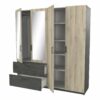 Armoire 4 portes 2 tiroirs L.179 cm READY imitation chêne kronberg et ardoise