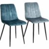 Lot de 2 chaises DIANE en velours bleu