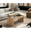Table basse avec plateau relevable YANA Imitation chêne et noir