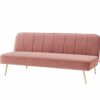 Banquette 3 places convertible LILY en velour rose