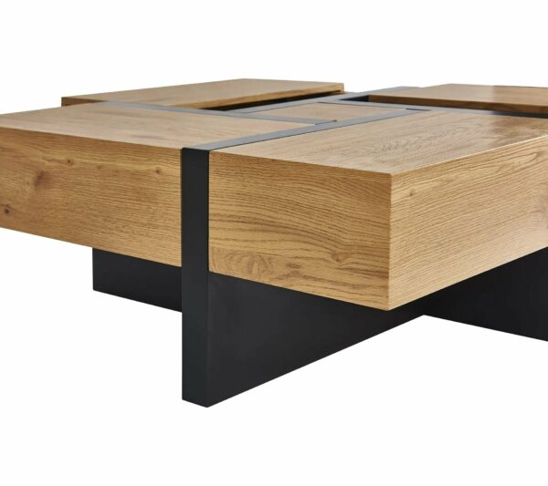 Table basse SQUARE Imitation chêne et noir