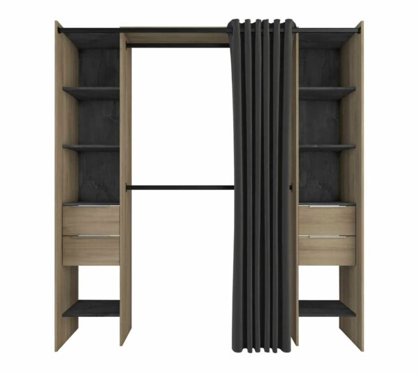 Dressing Extensible Avec Rideau Bois Naturel