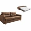 Canapé 3 places convertible semi-express SINKI tissu vintage couchage 182x142 cm