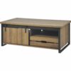 Table basse avec rangements CAISSE imitation chêne et noir