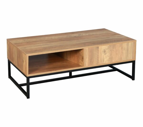 Table basse EVERGREEN 2 imitation chêne foncé et noir