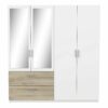 Armoire 4 portes 2 tiroirs L.179 cm READY imitation chêne kronberg et blanc