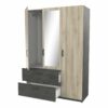 Armoire 3 portes 2 tiroirs L.134 cm READY imitation chêne kronberg et ardoise