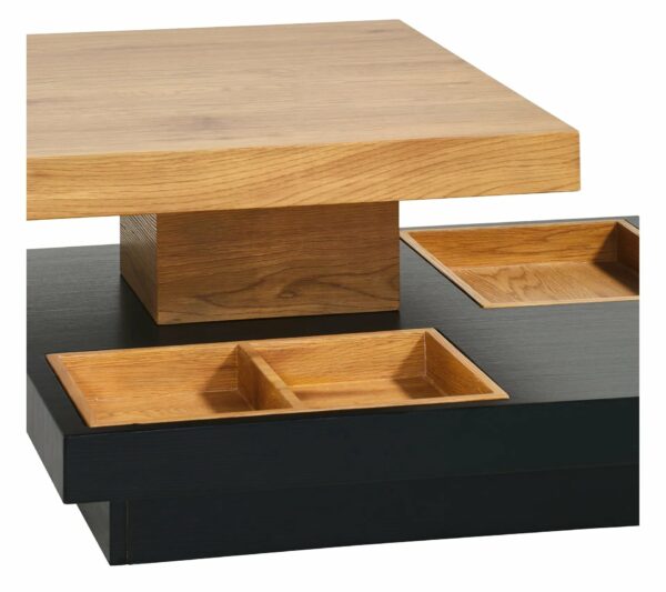 Table basse plateau pivotant TURN Imitation chêne et noir