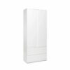 Armoire 2 portes 2 tiroirs LUMIA blanc