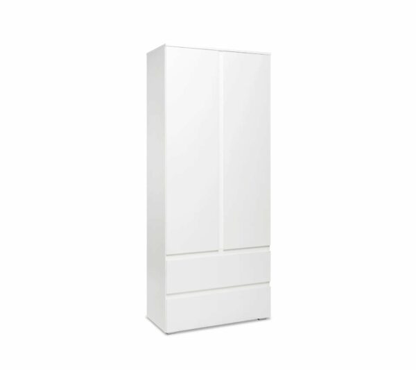 Armoire 2 portes 2 tiroirs LUMIA blanc