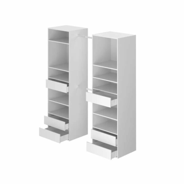 Kit dressing 2 colonnes + 2 penderies + 6 tiroirs - Décor blanc - L 177 x P 48 H 200,2 cm - Combi