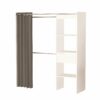 Armoire dressing extensible MOKA Blanc perle et rideau gris
