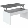 Table basse avec plateau relevable YANA Blanc et imitation béton