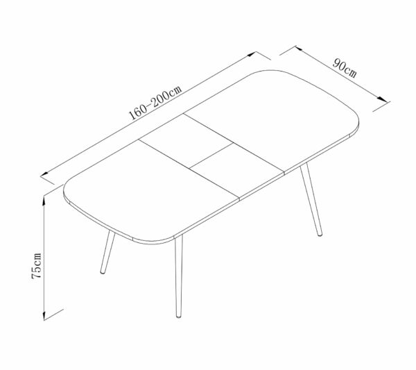 Table à manger extensible 160-200 x 90 cm COLUMBUS imitation chêne